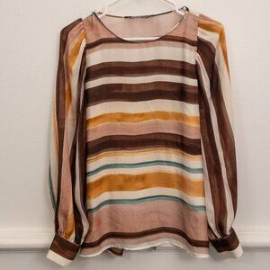 Zara Striped Sheer Tie-Back Blouse - Size S